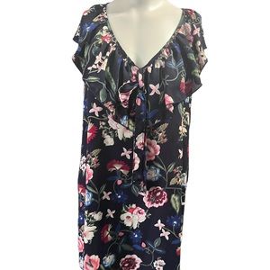 L ella blue floral sleeveless blouse